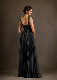 Azazie Dean Vestidos de noiva Vestido Preto de Cetim elástico de Bainha com Decote Coração image2