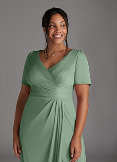 Azazie Bessie Mother of the Bride Dresses Matcha A-Line Pleated Mesh Dress image11