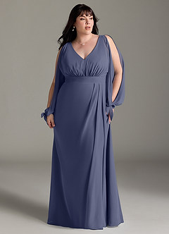 Azazie Matilda Bridesmaid Dresses Stormy A-Line Long Sleeve Chiffon Dress image13