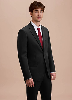 front Ethan Black Refined Weave Suit Jacket