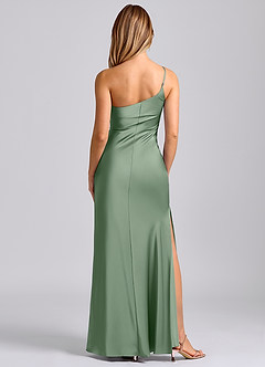Azazie Marseli Bridesmaid Dresses Matcha Mermaid One Shoulder Stretch Satin Dress image6