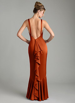 Azazie Tamera Brautjungfernkleider Meerjungfrau-Linie Plissee Stretch-Satin Kleid Gebranntes Orange image1