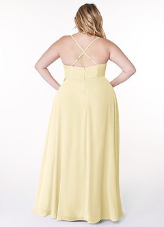 Azazie Naeem Bridesmaid Dresses Lemon Sorbet A-Line V-Neck Ruffle Chiffon Dress image8
