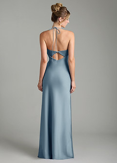 Azazie Mae Bridesmaid Dresses Dusty Blue Mermaid Pleated Stretch Satin Dress image6