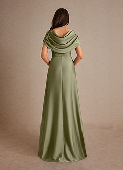 Azazie Branford Mother of the Bride Dresses Pistachio A-Line Pleated Stretch Satin Dress image3