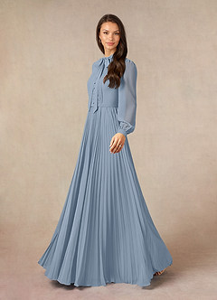 Azazie Adellah Mother of the Bride Dresses Dusty Blue A-Line Pleated Chiffon Dress image2