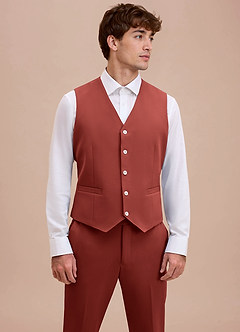 Ethan Terracotta Refined Weave Suit Vest