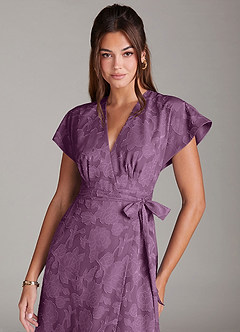 Azazie Ling Bridesmaid Dresses Wisteria A-Line Pleated Floral Burnout Dress image2