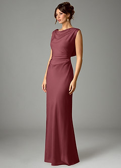 Azazie Kieryn Bridesmaid Dresses Desert Rose Mermaid Pleated Stretch Satin Dress image5