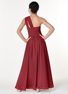 Azazie Molly Junior Abito A-Line in Chiffon Plissettato Melograno image2