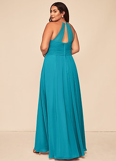 Azazie Ginger Bridesmaid Dresses Jade A-Line Halter Pleated Chiffon Dress image11