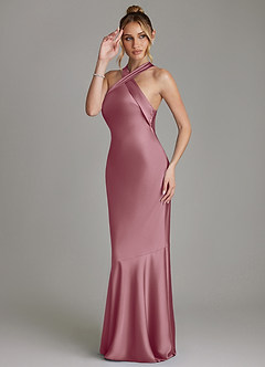 Azazie Reign Bridesmaid Dresses Vintage Mauve Mermaid Pleated Stretch Satin Dress image5