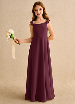 Azazie Puppy Girls Formal Flower Girl Dresses Cabernet A-Line Pleated Chiffon Dress image4
