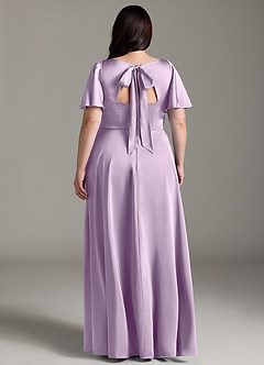 Azazie Kimber Bridesmaid Dresses Frosted Lilac A-Line Ruched Stretch Satin Dress image8