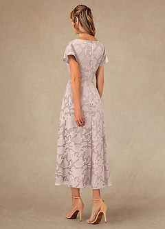 Azazie Vera Mother of the Bride Dresses Blushing Pink A-Line Pleated Floral Burnout Dress image3