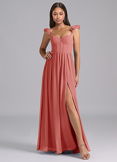 Azazie Denisse Robes de demoiselle d'honneur Robe Trapèze en Mousseline de soie Rayé Antique Rose image5