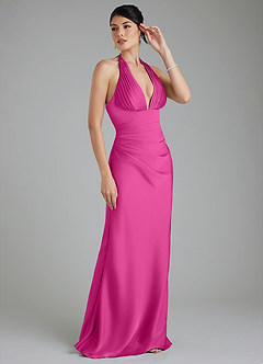 Azazie Torrance Bridesmaid Dresses Fuchsia Mermaid Corset Stretch Satin Dress image6