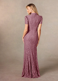 Azazie Carleannia Mother of the Bride Dresses Vintage Mauve Mermaid Lace Chiffon Dress image4