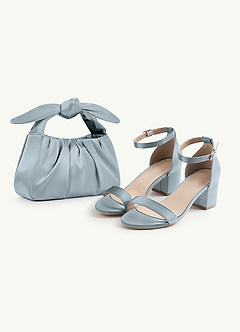 front Matching Color Metallic Satin Knotted Handle Handbag