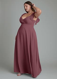 Azazie Leilani Bridesmaid Dresses Sangria A-Line Pleated Chiffon Dress image10