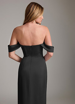 Azazie Sedona Probar vestidos en casa Vestido de Negro de Satén Elástico de Corte Sirena con Vestidos sin tirantes image3