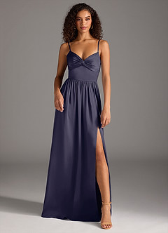 Azazie Zeya Bridesmaid Dresses Stormy A-Line Pleated Stretch Satin Dress image2
