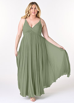 Azazie Raychelle Bridesmaid Dresses Pistachio A-Line V-Neck Chiffon Dress image8