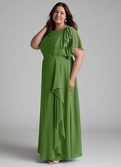 Azazie Aaliyah Modest brudtärna klänningar Klä A-Line Utsvängd Golvlängd Chiffong image2