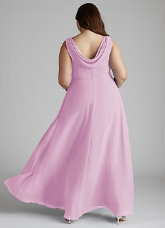 Azazie Karina Bridesmaid Dresses Candy Pink A-Line Pleated Chiffon Dress image9