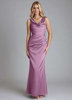 Azazie Tallie Bridesmaid Dresses Wisteria Mermaid Pleated Stretch Satin Dress image9