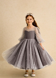 Azazie Trudy Flower Girl Klänningar Klänning Balklänning i Tyll Hjärtformad urringning image5