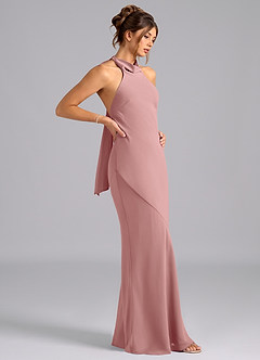 Azazie Velli Bridesmaid Dresses Dusty Rose Mermaid Bow Chiffon Dress image4
