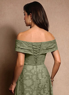 Azazie New Britain Mother of the Bride Dresses Pistachio A-Line Pleated Floral Burnout Dress image8