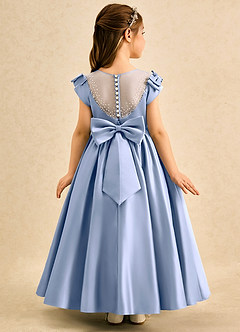 Azazie Toffee Abiti da Ragazza di Fiori Abito Stile Principessa in Raso Opaco Fiocco Ghiaccio image1