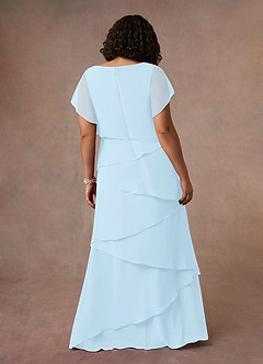 Azazie OHara Mère de la mariée Robes Robe Trapèze en Mousseline de soie Col V Bleu Ciel image14