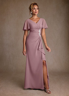 Azazie Suffolk Moeder van de bruid jurken A-Lijn Jurk van Chiffon Geplooid Stoffige Roos image1