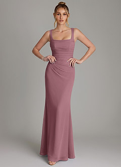 Azazie Agustina Bridesmaid Dresses Amethyst Mermaid Corset Chiffon Dress image3