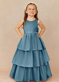 Azazie Margie Flower Girl Dresses Bermuda A-Line Bow Stretch Satin Dress image2