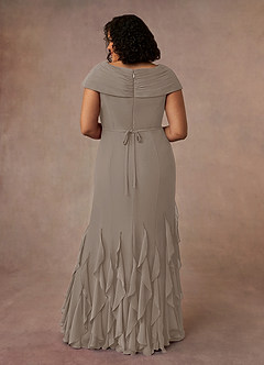Azazie Bailora Mother of the Bride Dresses Taupe Mermaid Ruched Chiffon Dress image8