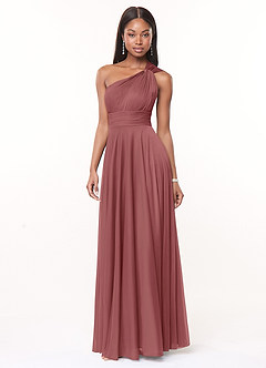 Azazie Charlize Bridesmaid Dresses Amethyst A-Line One Shoulder Mesh Dress image3