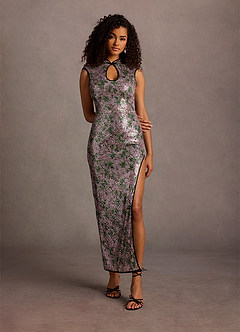Kira Lilac Floral Sequin Maxi Dress image6