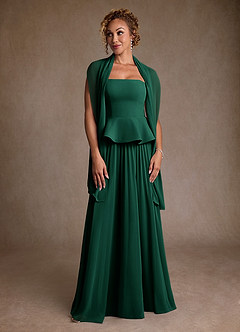 Azazie Josabeth Mother of the Bride Dresses Emerald A-Line Pleated Chiffon Dress image4