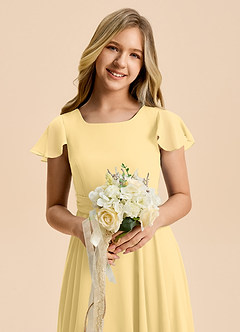 Azazie Cady Junior Butter A-Line Pleated Chiffon Dress image8