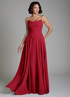 Azazie Ira Bridesmaid Dresses Scarlet A-Line Corset Chiffon Dress image5