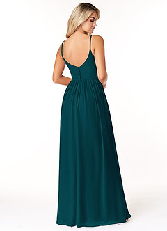Azazie Rayna Brautjungfernkleider A-Linie V-Hals Gefaltet Chiffon Kleid Kiefer image2