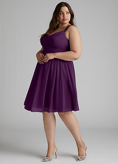 Azazie Angie Bridesmaid Dresses Grape A-Line Corset Chiffon Dress image13