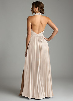 Azazie Zienna 신부 들러리 드레스 A라인 주름진 스트레치 새틴 바닥 길이 드레스 image2