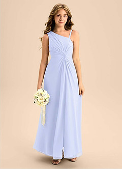 Azazie Brooke Junior Vestido de Lavanda de Gasa de Corte en A con Corte Lateral image1