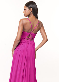 Azazie Marsol Brautjungfernkleider A-Linie Korsett Gittergewebe Kleid Fuchsia image4