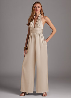 Azazie Oli Brudtärnklänningar Jumpsuit av i Stretch Satin Plisserad image4
